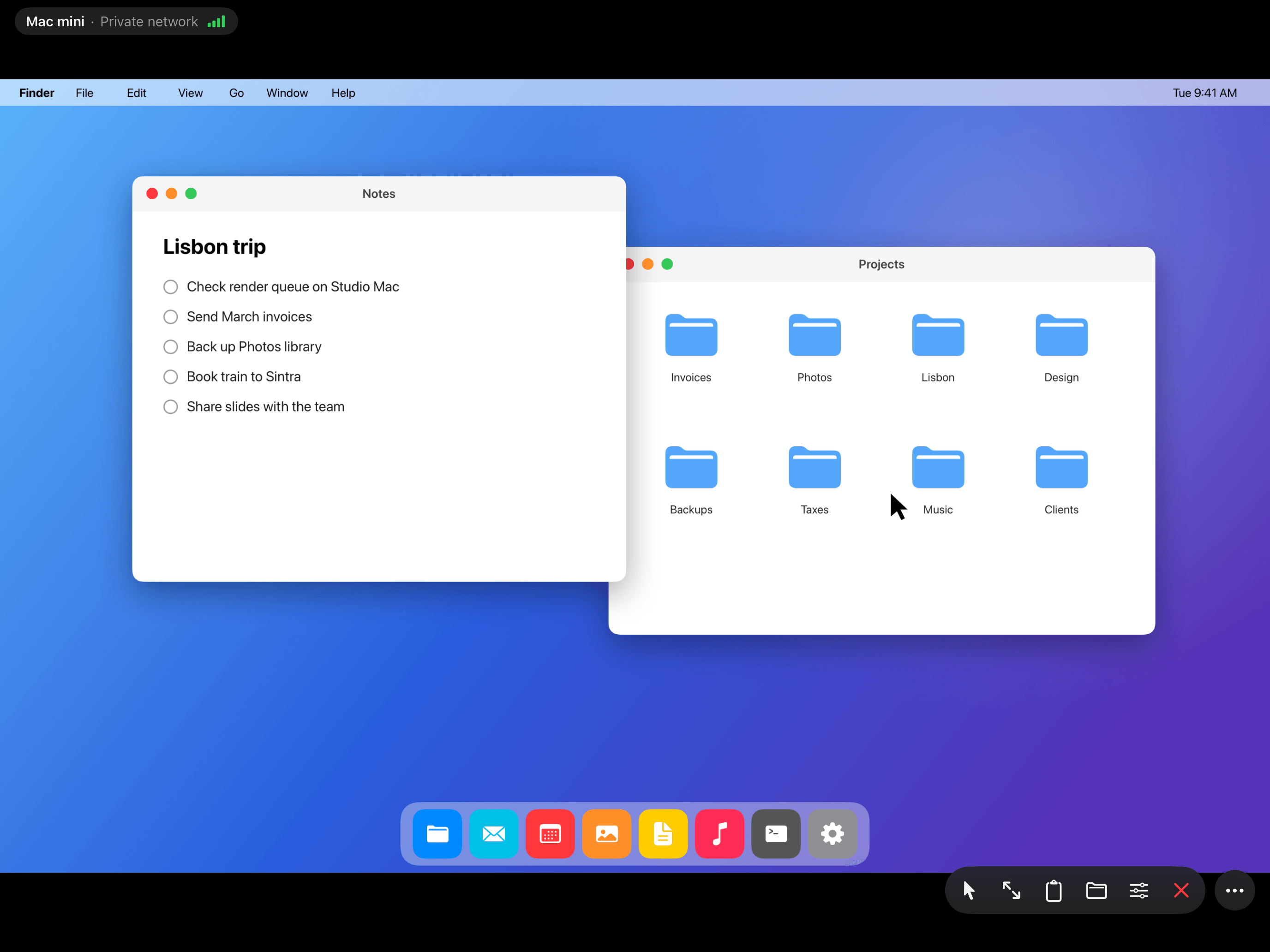 A Mac session on iPad